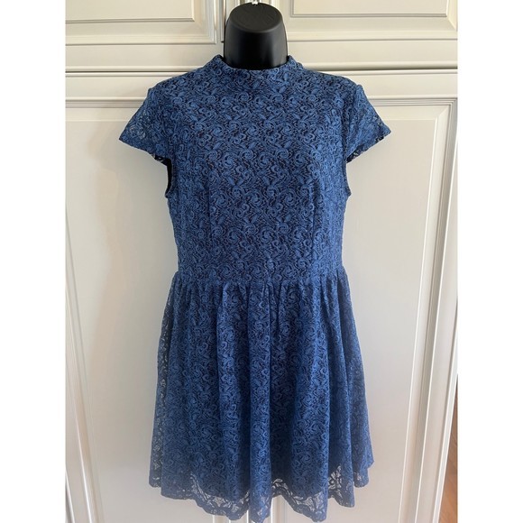 Romeo & Juliet Couture Blue Lace Cap Sleeve Fit and Flare Dress‎ NWT - Picture 1 of 10